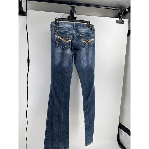 LEI Women's Size 7 Long Denim Boot Cut Low Rise Stretch Y2K - Picture 2 of 3